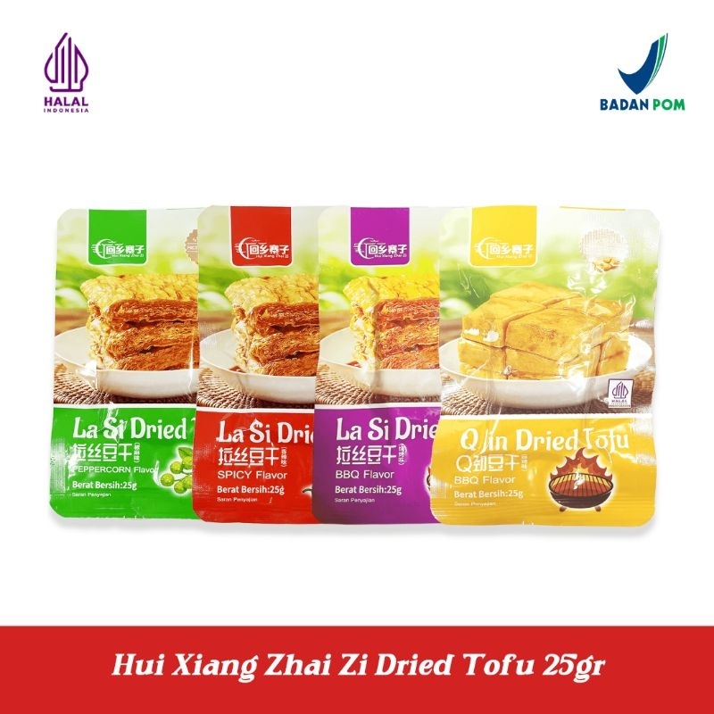 

Dried Tofu 25gr La Si Q Jin Cemilan Instan Tahu Semi Kering Asin Gurih Pedan 25gr (harga satuan)