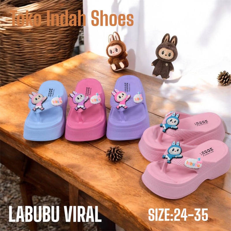 Sandal Jepit Anak Cewek Labubu Viral Irsoe 573 Sandal Anak Perempuan Untuk Anak 2-8 Tahun