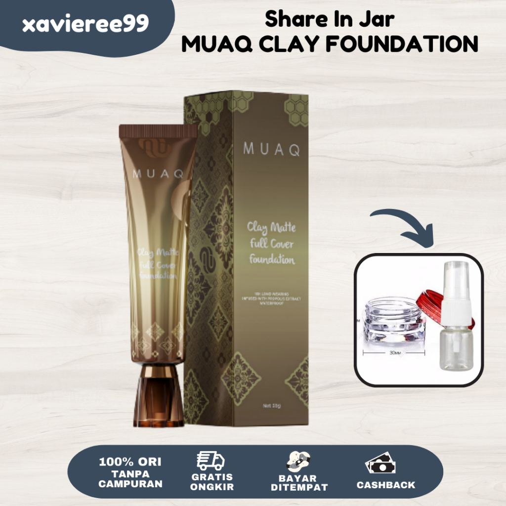 (SHARE IN JAR) MUAQ CLAY MATTE FULL COVER FOUNDATION