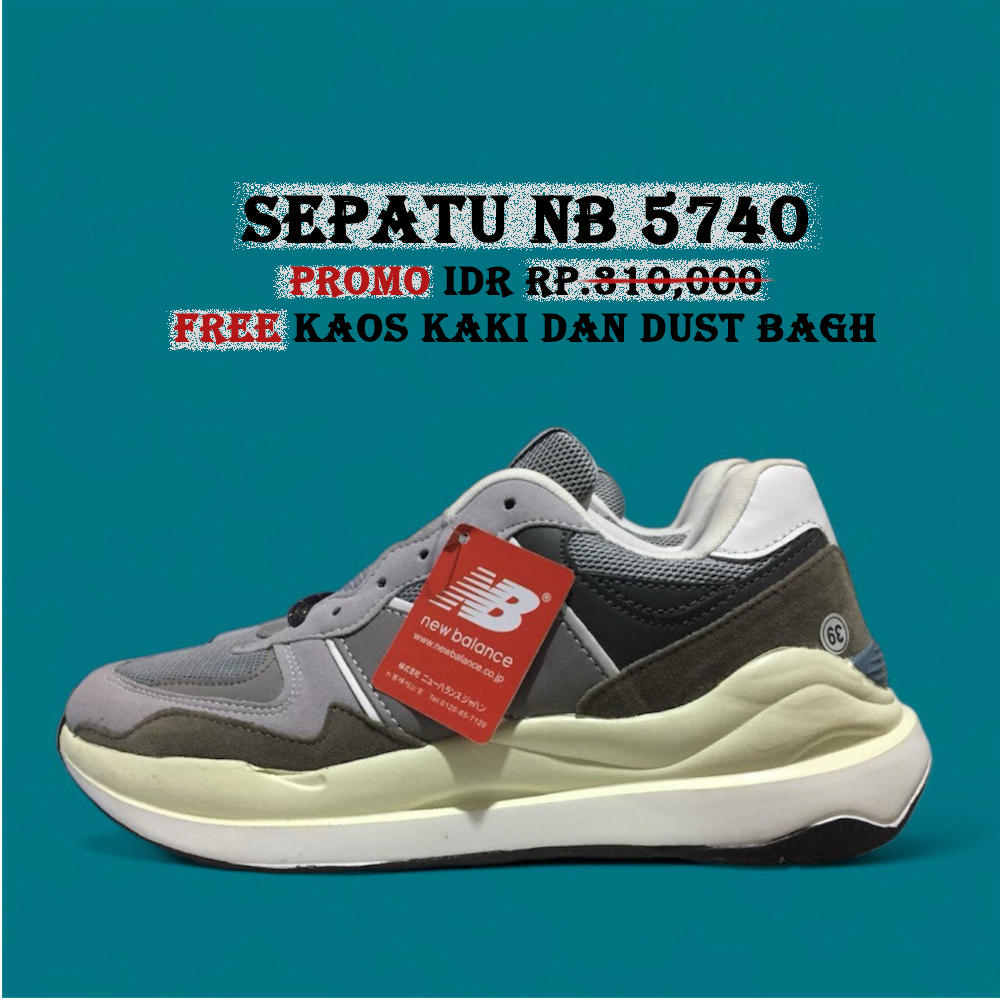 Sepatu Sneakers NB 5740 Black White BNIB FULL TAG - Spatu Running Pria & Wanita Original 100%