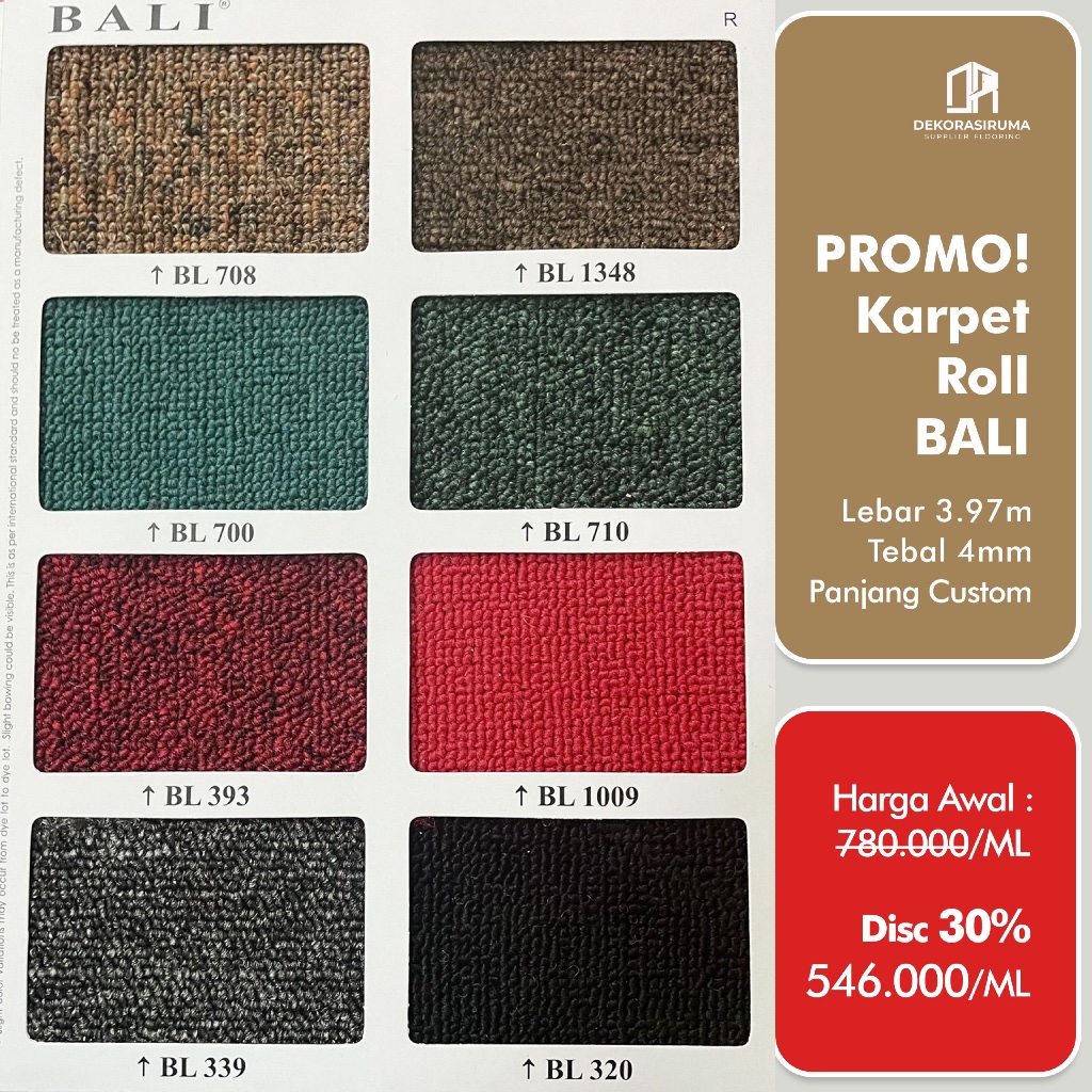 Dekorasi Ruma - Karpet Roll Premium Bali/Karpet Peredam Suara/Karpet Roll Serbaguna Tahan Lama/Harga