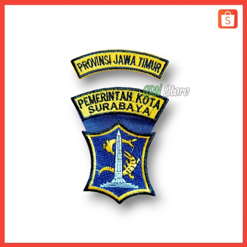 Bet Badge PNS ASN Pemerintah Kota Surabaya Bet Pemkota Surabaya Susun 2 Baris - Full Bordir