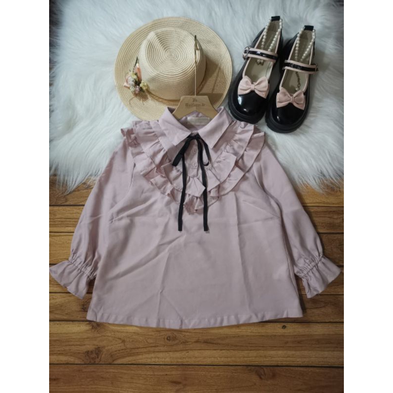 blouse ruffle,atasan jiraikei abc une face