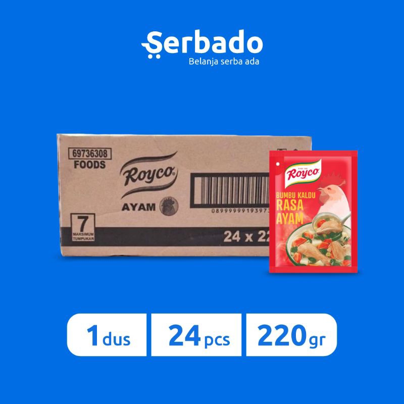 

Royco Bumbu Kaldu Penyedap Rasa Ayam Kemasan Sachet 220gr 1 Dus (isi 24 pcs)