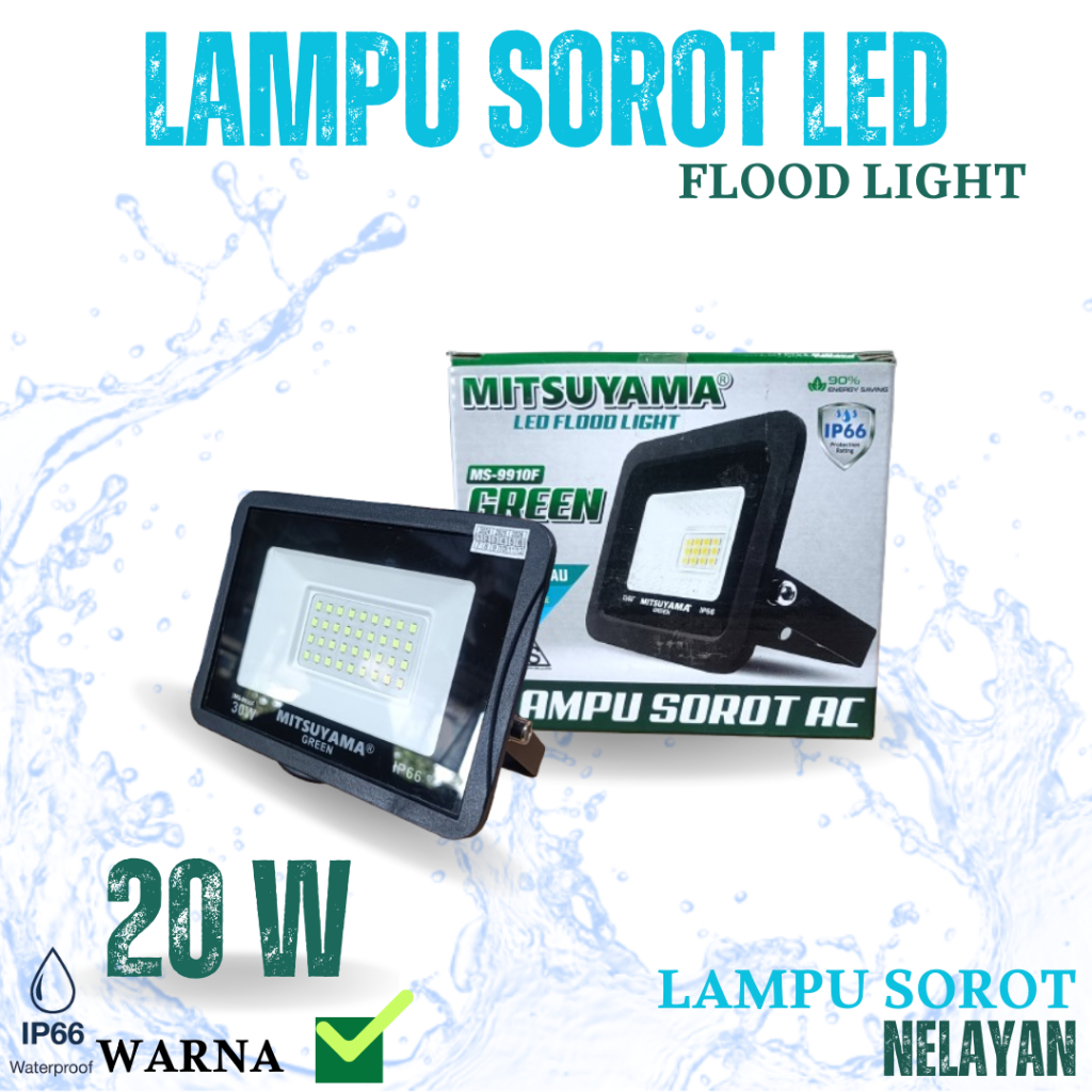 LAMPU SOROT NELAYAN HIJAU 20 WATT LAMPU SOROT IKAN 20 WATT LAMPU SOROT LED FLOODLIGHT WATERPROOF