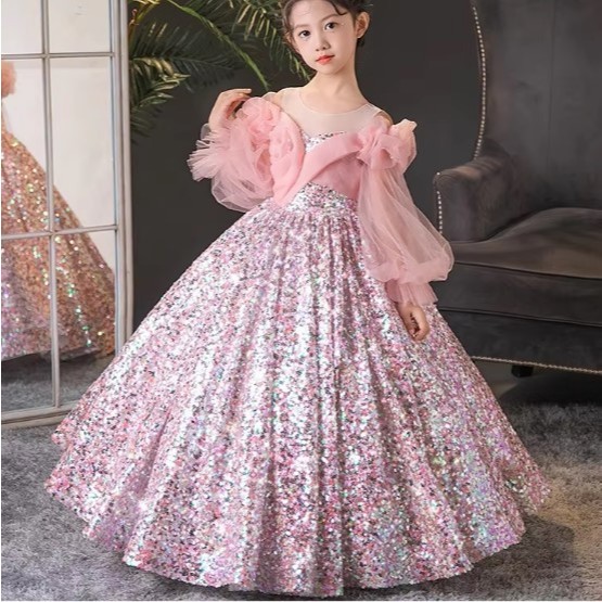 Gaun Perempuan Bordir Pink/GAUN PINK HAUN PESTA  ANAK  PINK  BALLGOWN / GAUN PINK / BAJU ANAK