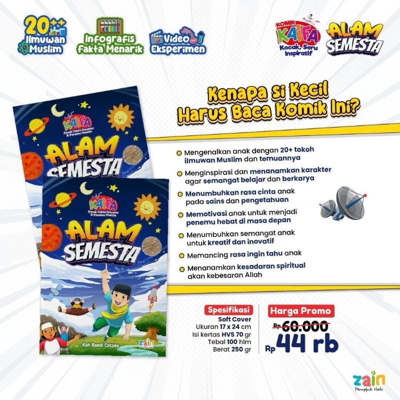 Komik Anak Muslim Alam Semesta Zain Penyejuk Hati|Tema Berpetualangan Menjelajah Alam Semesta