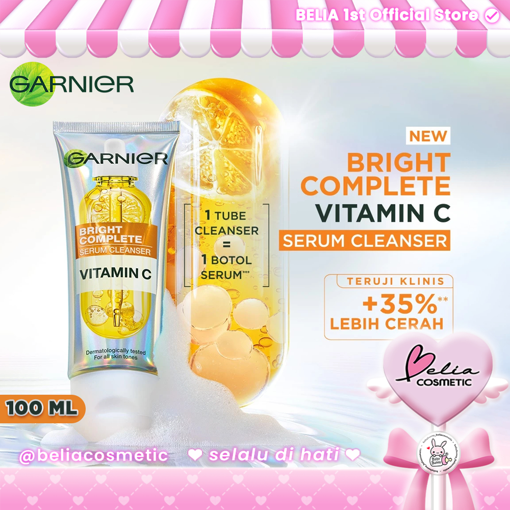 ❤ BELIA ❤ GARNIER Bright Complete Vitamin C Serum Cleanser 100ml | Pembersih Wajah Mencerahkan | Kem
