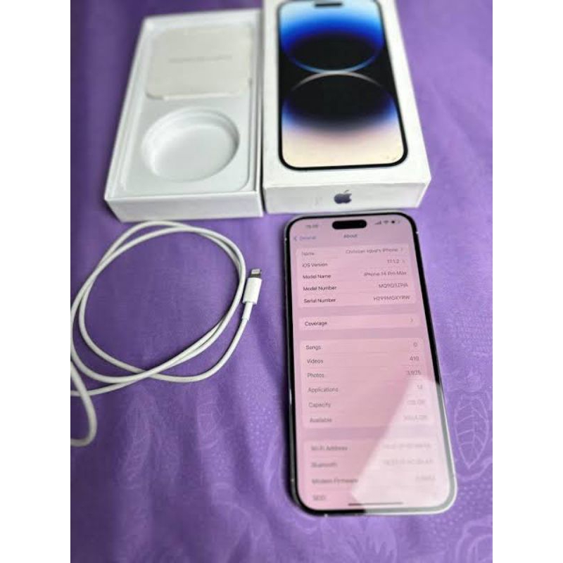 IPHONE 14 PROMAX PURPLE 256 GB SECOND ORIGINAL