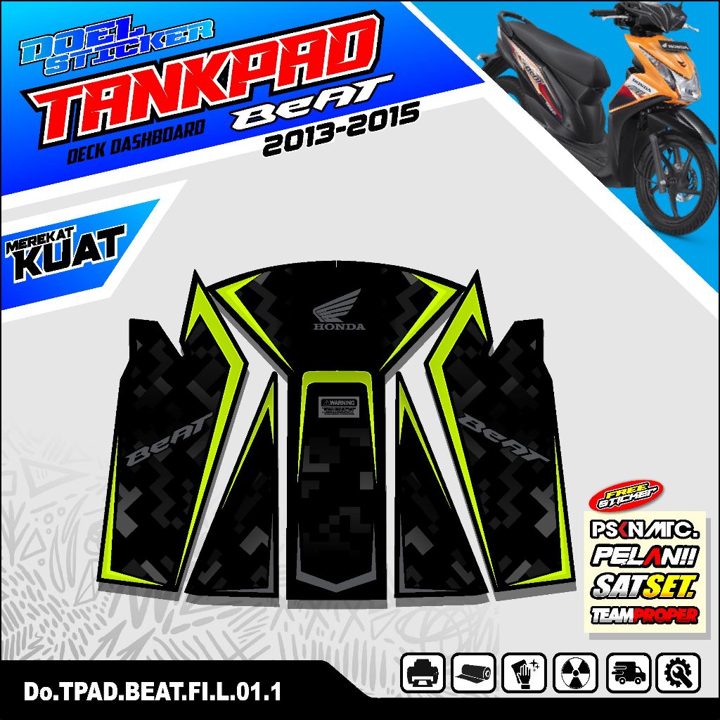 Stiker Pelindung Dashboard Tankpad Beat Fi Lama 2013-2015 / Aksesoris Deckpad Vario Sticker Striping