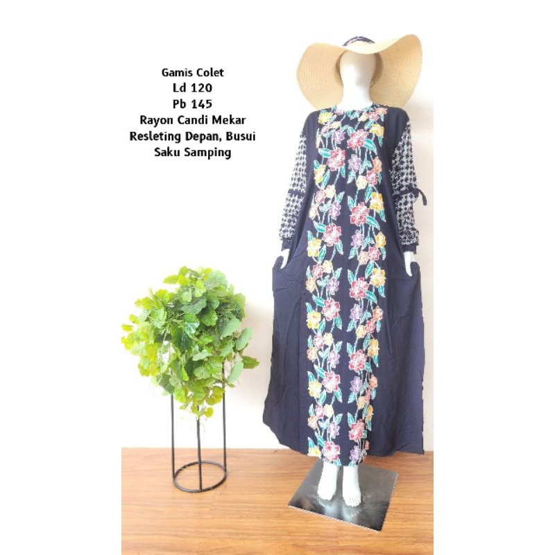 KESHWARI Gamis Batik Colet Jumbo Ld 120 Pb 145 Rayon Candi Mekar Homedress Premium Adem Tebal Daily 
