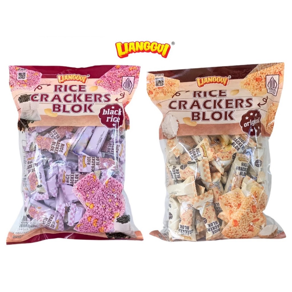 

LIANGGUI RICE CRACKERS BLOK Original & Black Rice 298gr – LIANG GUI Jipang Beras – Snack Beras