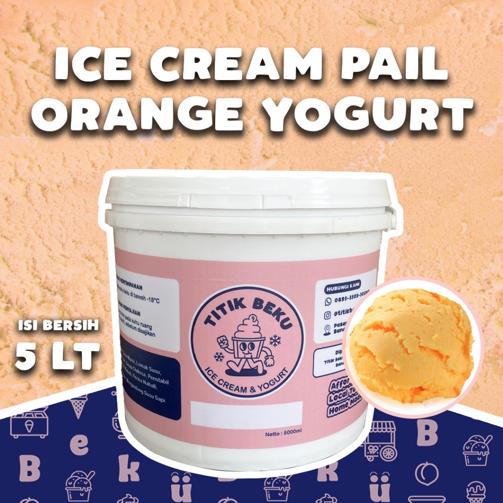 

TITIK BEKU ICE CREAM 5 LITER ORANGE YOGURT / JERUK / PAIL / EMBER / ES KRIM LITERAN / BUAH