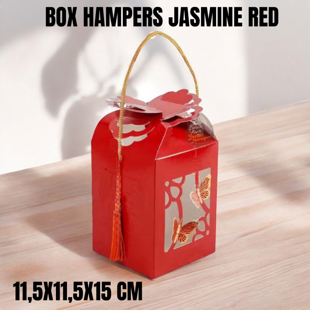 

BOX HAMPERS JASMINE RED BUTTERFLY UK 11,5X11,5X15CM / BOX IMLEK JASMINE RED / HAMPERS IMLEK