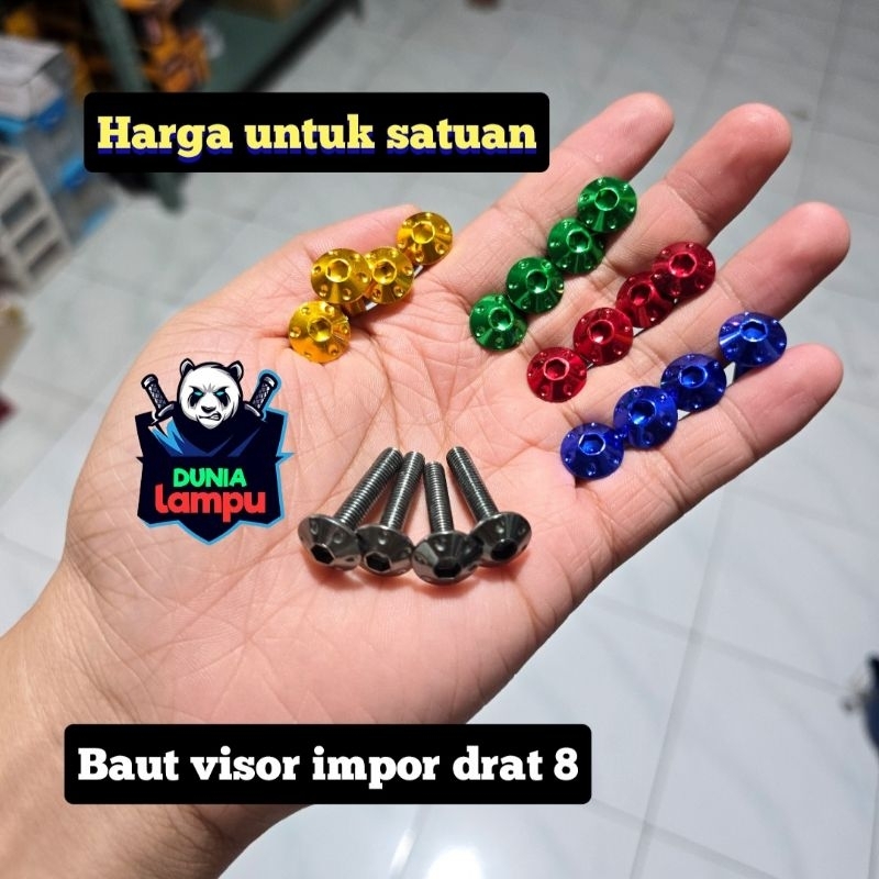 Baut 1 pcs/biji Baut Variasi Windshiled Visor Tameng Depan Perbiji Motor Nmax, Aerox, Lexi, Pcx, Adv