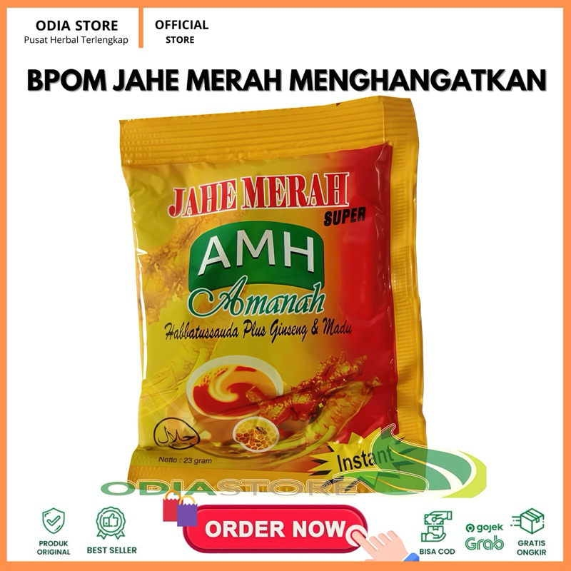 

BPOM Instan Jahe Merah Herbal Super AMH ORIGINAL ( + Habbatussauda, ginseng dan madu ) Sachet