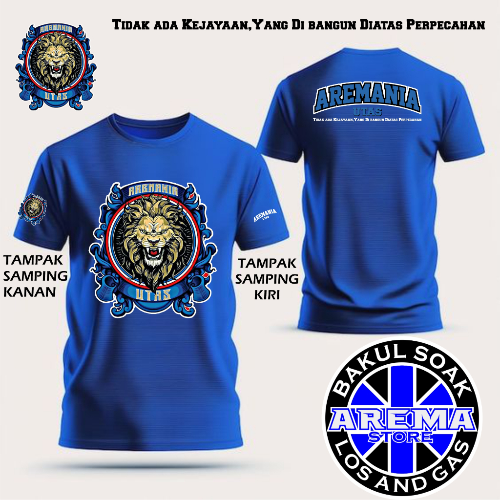 kaos aremania utas dewasa terbaru biru hitam dan putih