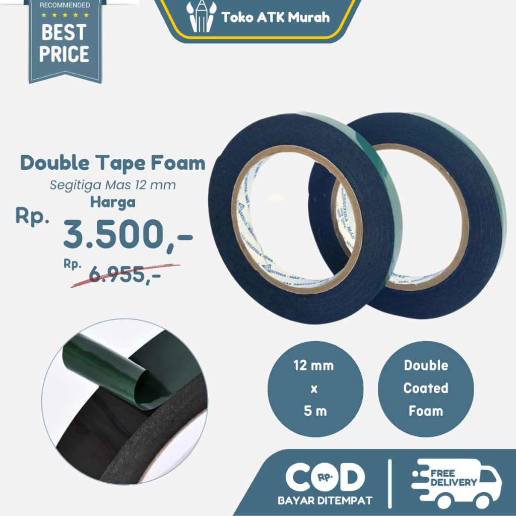 

Double Tape Foam Segitiga Mas 12mm – Perekat Dua Sisi Busa Kuat & Tebal