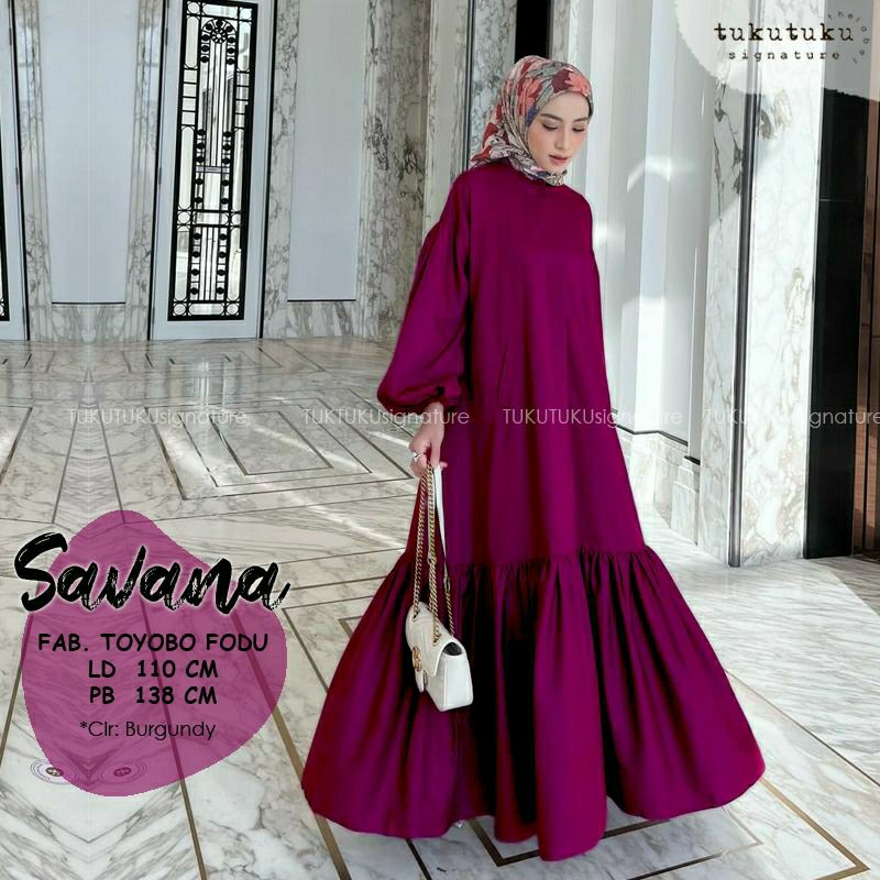 Burgundy Sfanna Dress panjang Gamis muslim by tuku tuku
