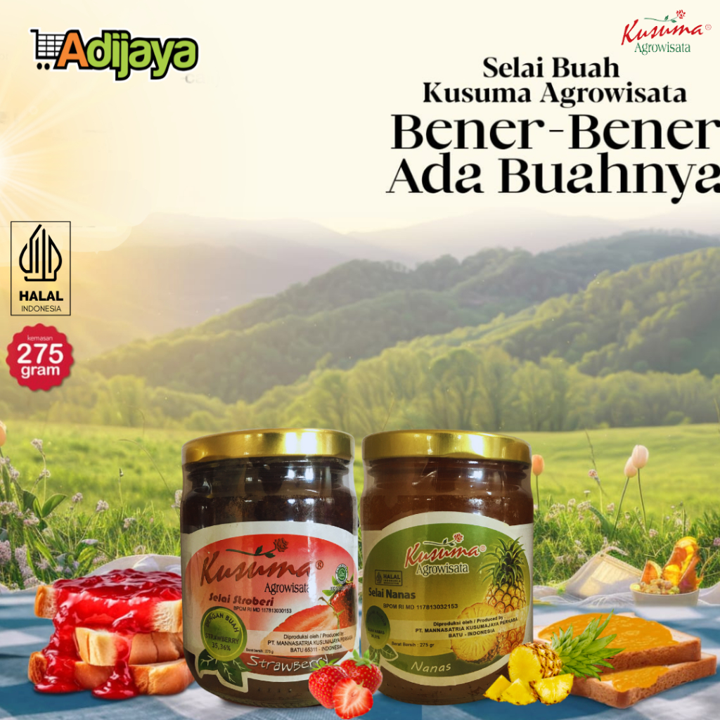 

Selai Buah Kusuma Rasa Strawberry & Nanas 275gr | Pinneapple Jam