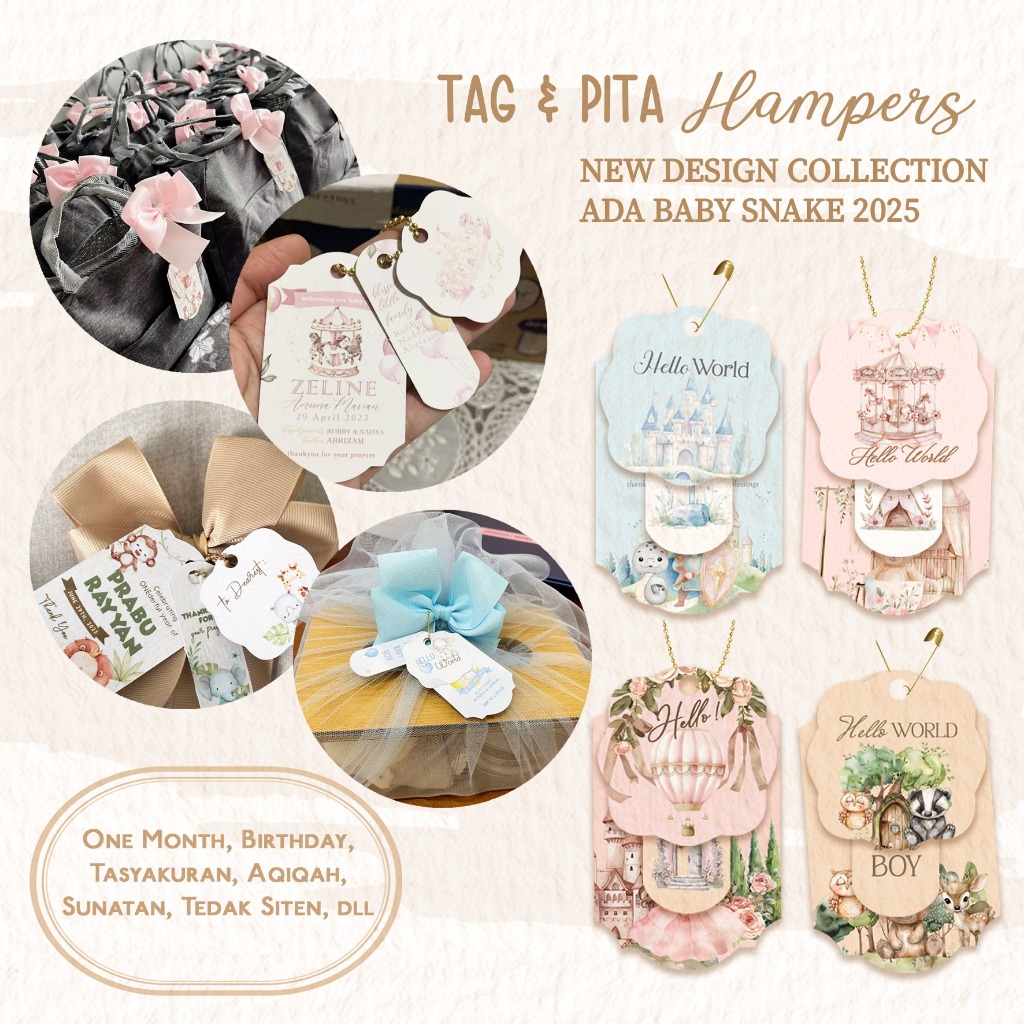 

NEW DESIGN Tag Pita Hampers Souvenir Satu Bulanan One Month Baby Manyue Manyek Tasyakuran Selapan Aqiqah Tedhak Siten Birthday Ulang Tahun