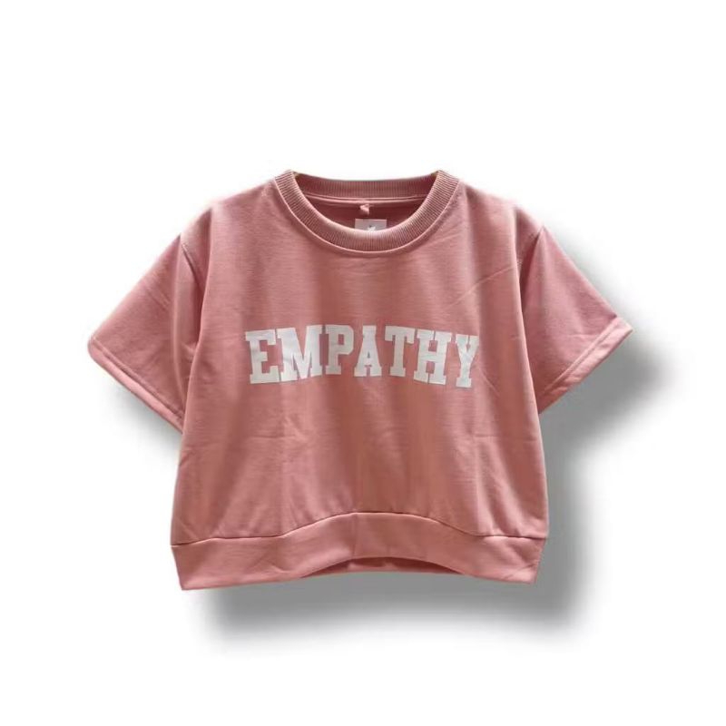 sweater basic crop sablon lengan pendek /kaos crop cewek /kaos wanita kekinian kaos wnita dewasa