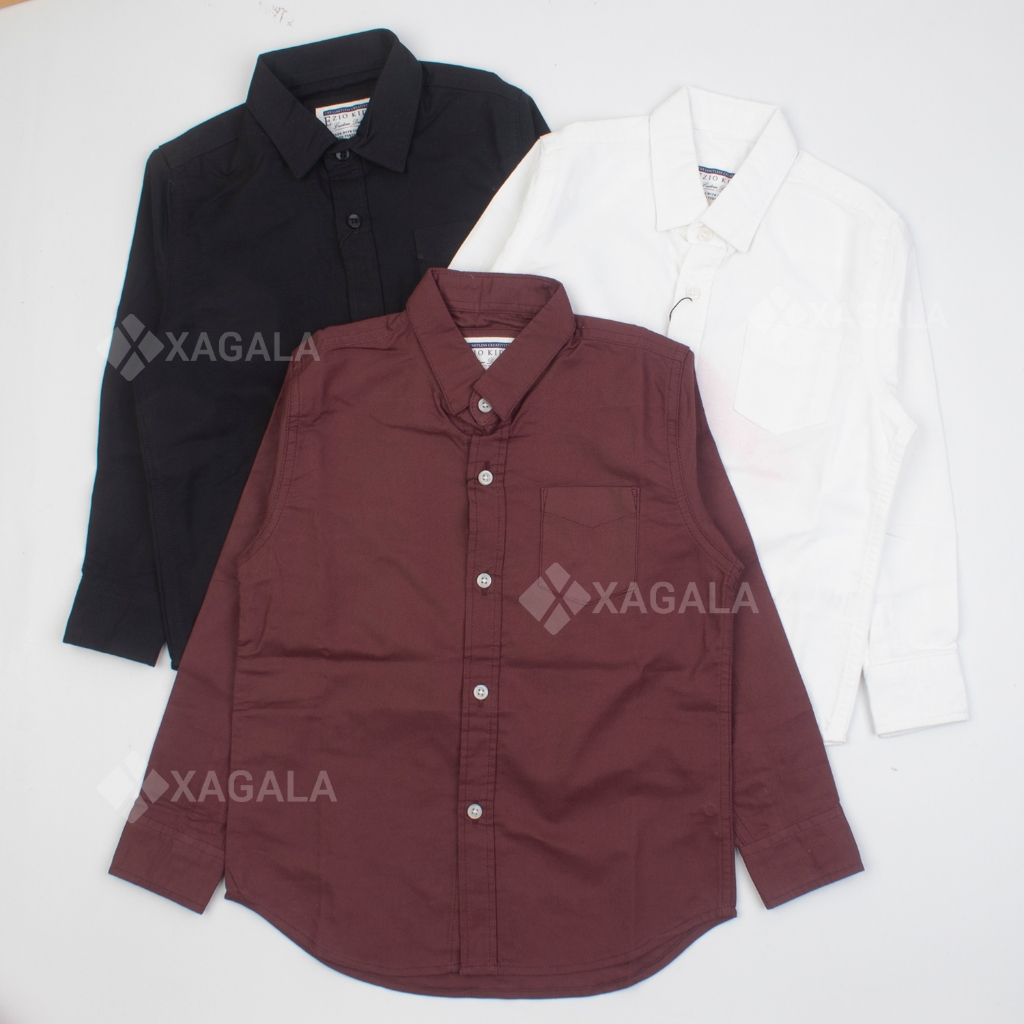 BAJU KEMEJA ANAK LAKI LAKI TANGAN PANJANG HITAM PUTIH EZIO KIDS 13454