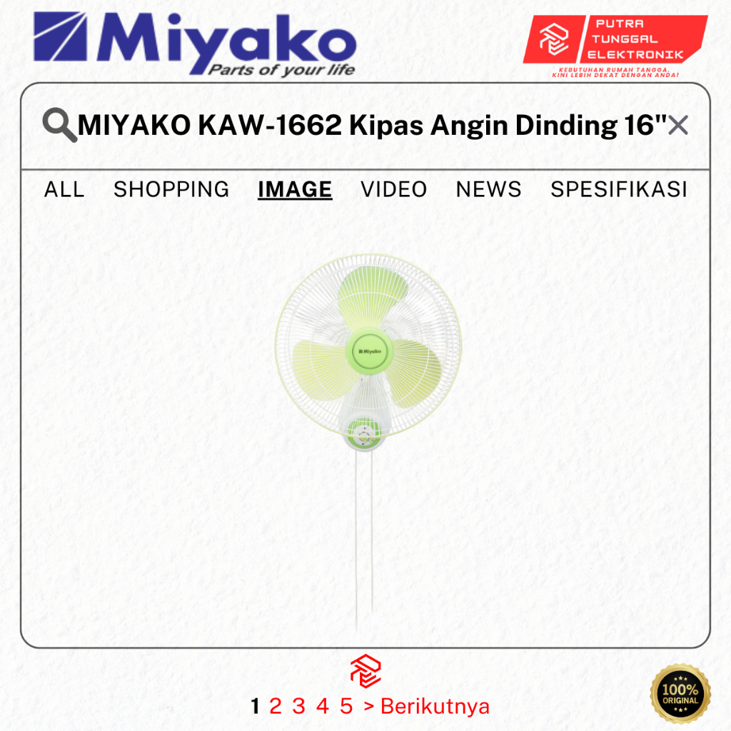 Miyako Kipas Angin Dinding 16" MIYAKO KAW-1662 Kipas Angin Dinding 16" PRODUK 100% ORIGINAL MIIYAKO