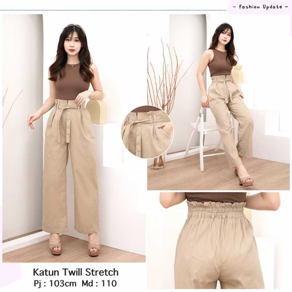 Celana Kulot Panjang Wanita - Tali - Faiza Katun Twill Stretch