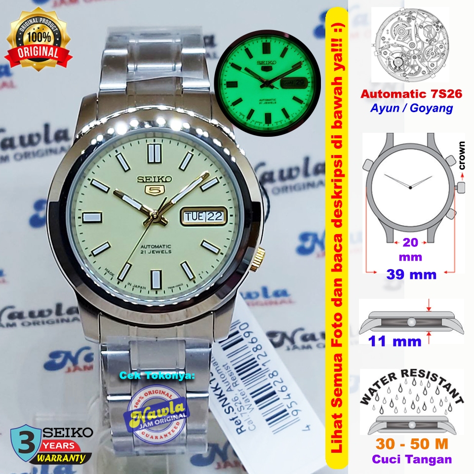 Seiko 5 SNKK19J1 Automatic Lumibrite Dial - Jam Tangan Pria SNKK19