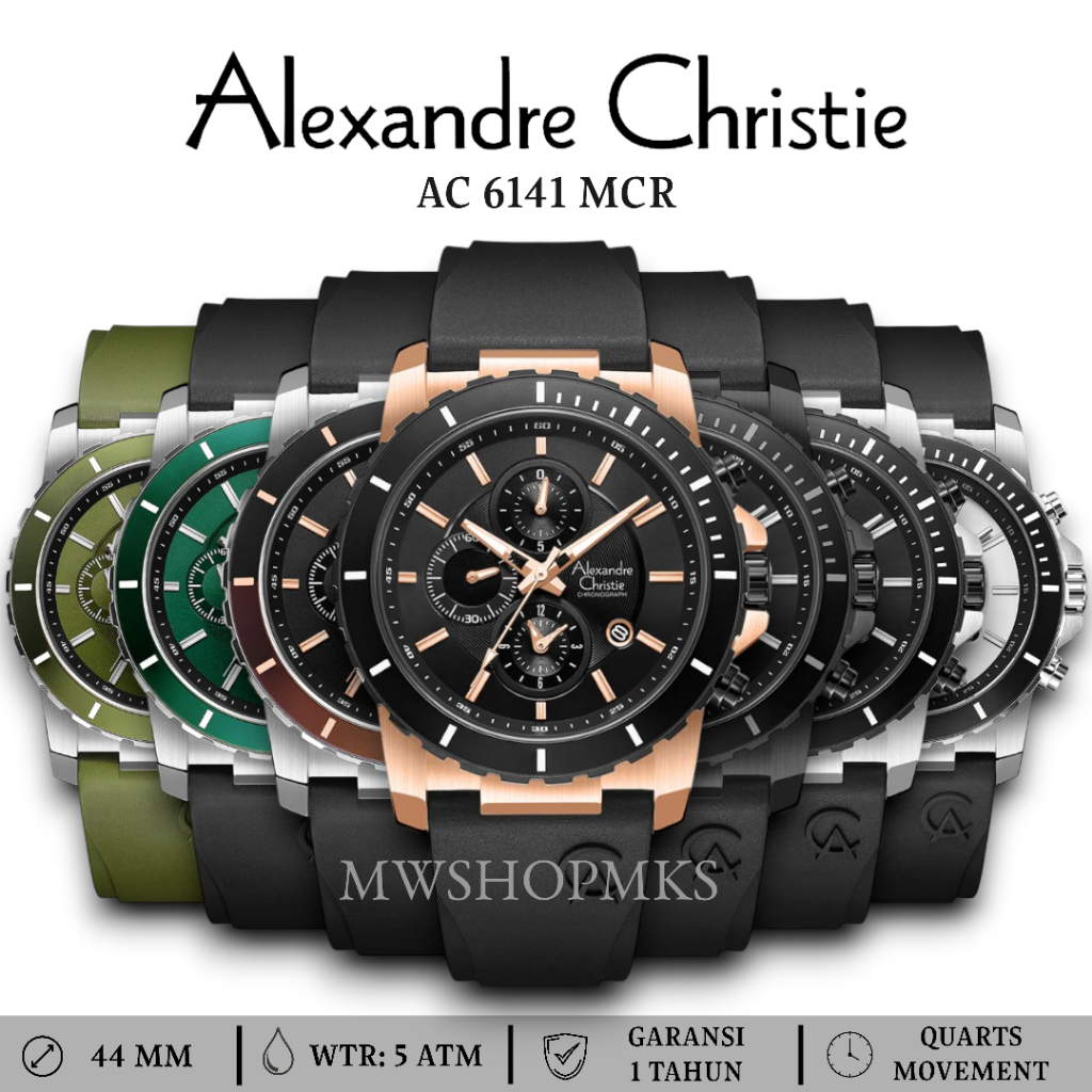 Jam Pria Alexandre Christie AC6141 AC 6141 Rubber Original Garansi Resmi Alexander Christie