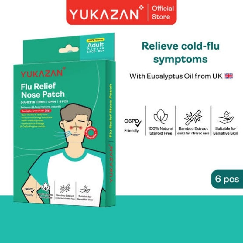 Yukazan Adult Flu Relief Nose Patch 6'S plester pereda hidung tersumbat dewasa tempelan hidung anti 