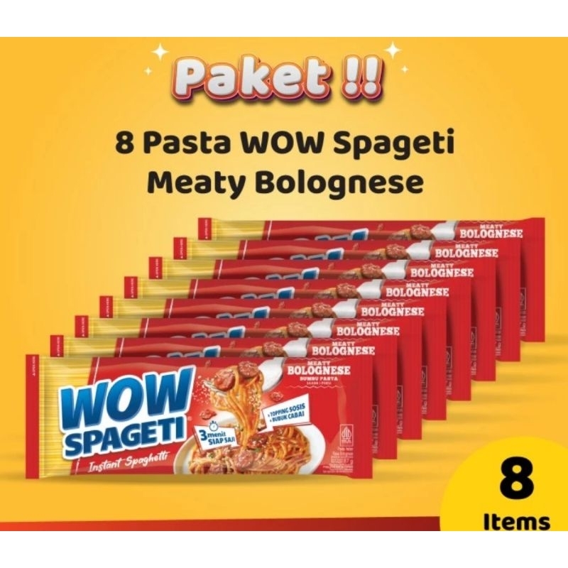 

Paket 8 Pcs - Wow Spageti Rasa Meaty Bolognese isi 76 Gram