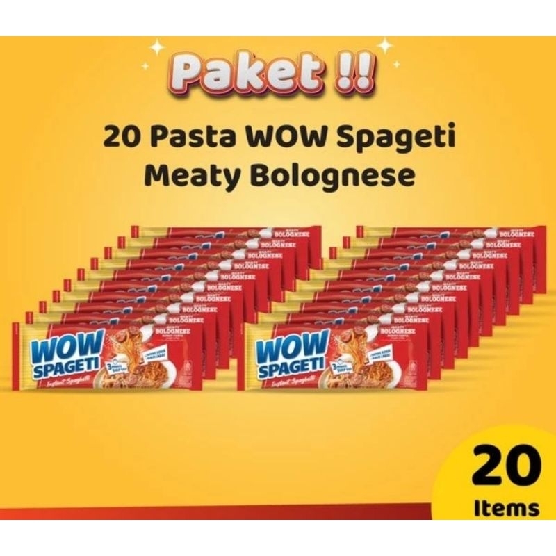 

Paket 20 Pcs - Wow Spageti Rasa Meaty Bolognese isi 76 Gram