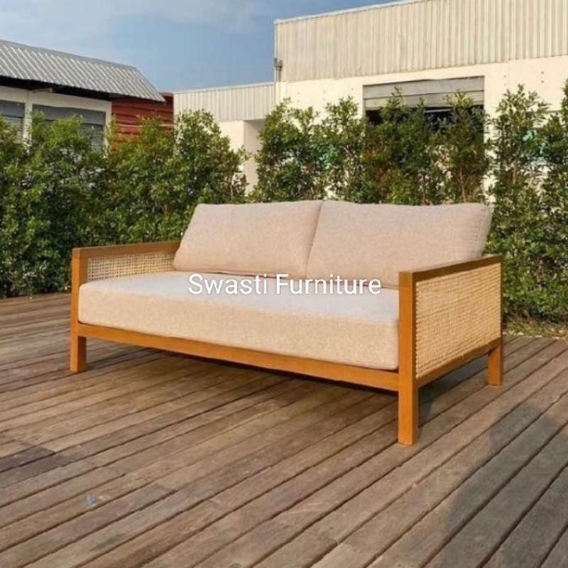Swasti Furniture - Sofa Soraya / Sofa Rotan Jati Minimalis / Sofa Retro Klasik Anyaman