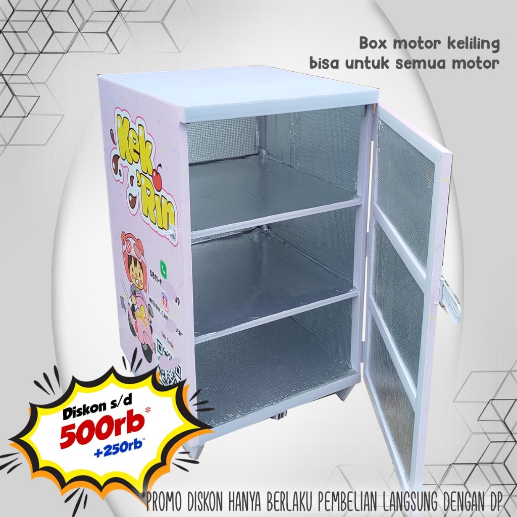 Box delivery keliling cake makanan minuman tahan cuaca rombong motor