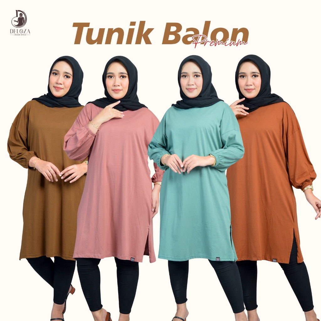 BERSINAR Tunik Oversize Polos Tangan Balon Jumbo