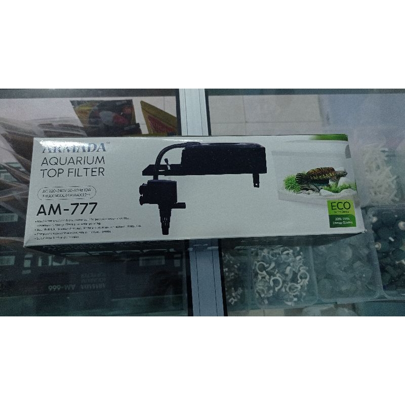 Mesin Set Filter box Aquarium 777 dengan mesin AM-1600 untuk aquarium air tawar dan laut