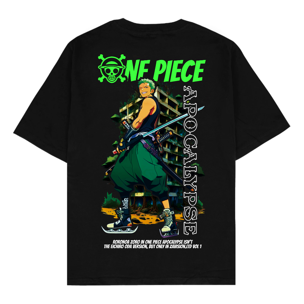 ZAVISION.LTD Baju Kaos Distro Glow In The Dark One Piece Apocalypse Roronoa Zoro Unisex Dewasa