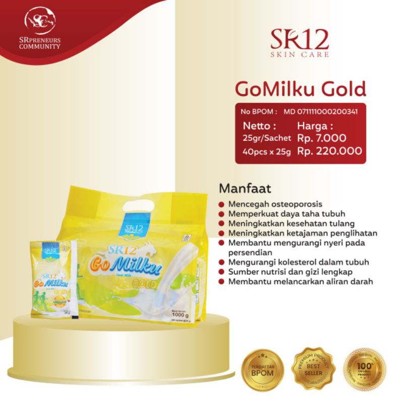 

[COD] Gomilku Gold SR12 Pouch | Atasi Masalah Tulang & Sendi 30 Thn+++ | Susu Kambing Etawa Gold | Kandungan Gulanya enol