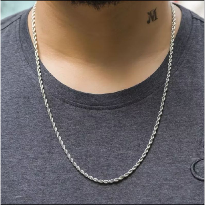 KALUNG TITANIUM RANTAI TAMBANG PRIA DAN WANITA ANTI KARAT DAN ANTI PUDAR