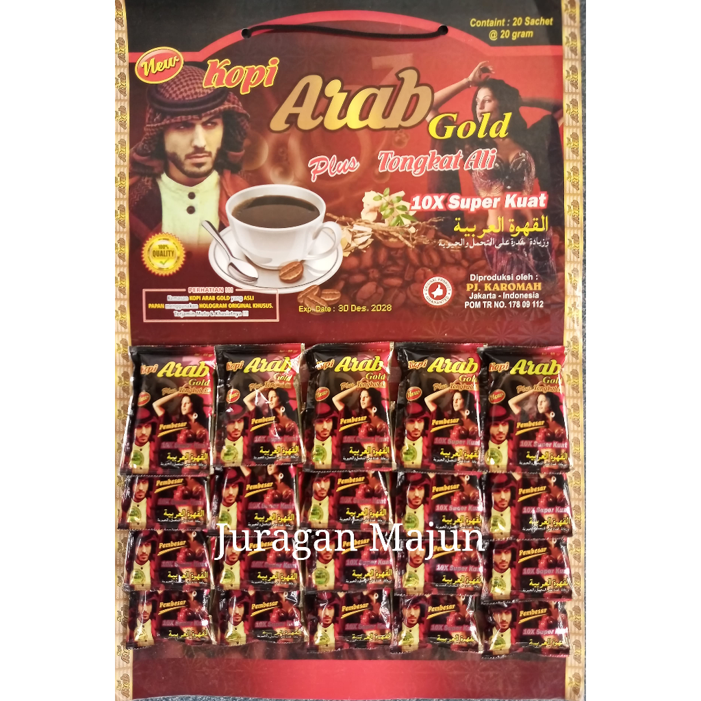 

Arab Gold Kopi Herbal Stamina Pria Kuat Tahan Lama Original 1 Hanger 20 Sachet