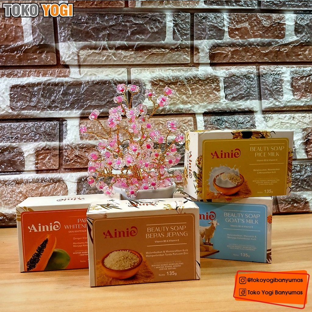 AINIE BEAUTY SOAP 135g || BERAS JEPANG, GOAT'S MILK, RICE MILK, PAPAYA WHITENING SOAP || SABUN BATAN