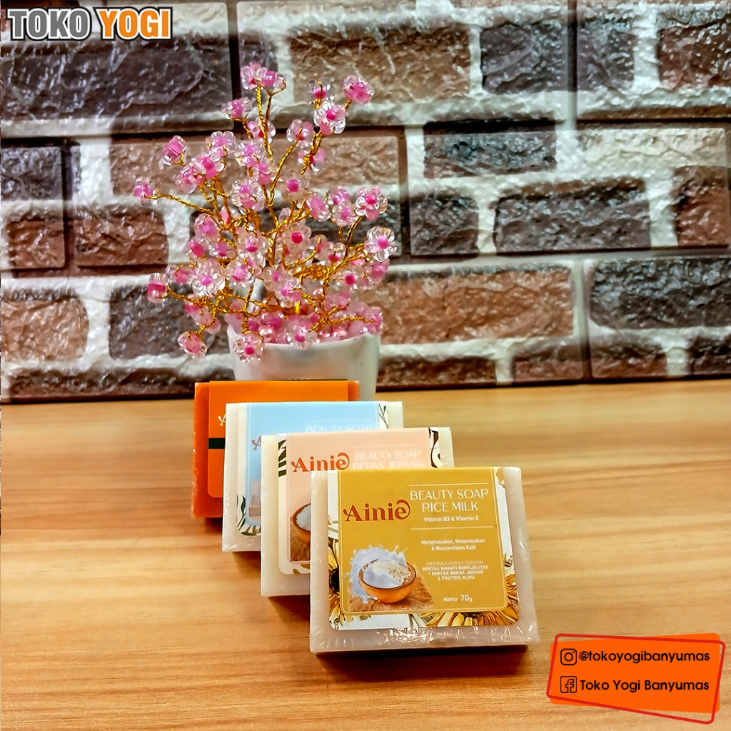 AINIE BEAUTY SOAP 70g || BERAS JEPANG, GOAT'S MILK, RICE MILK, PAPAYA WHITENING SOAP || SABUN BATANG