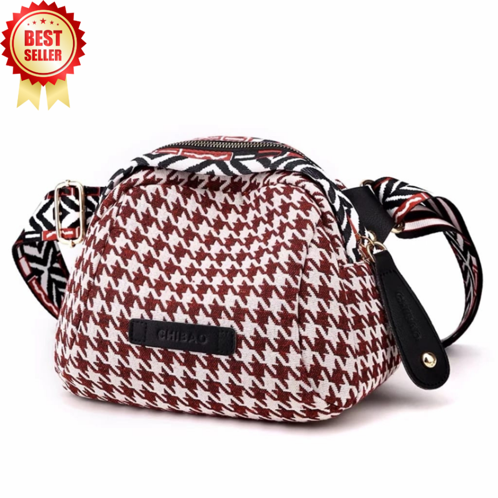 Tas Chibao Original Selempang #Charlotte 3912 motif kotak-kotak