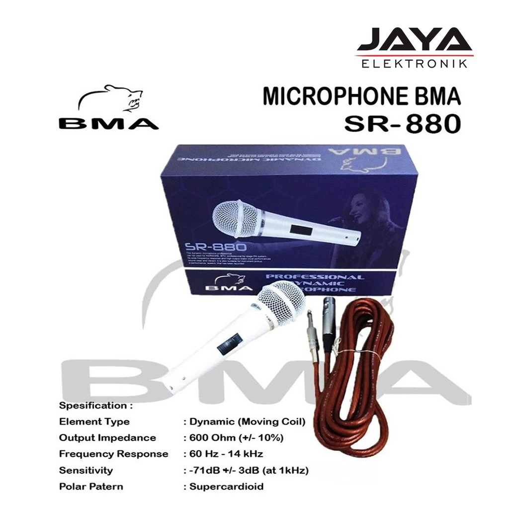 MICROPHONE BMA SR 880  MIC Putih BMA SR 880 ORIGINAL MIC KABEL BMA SR 880
