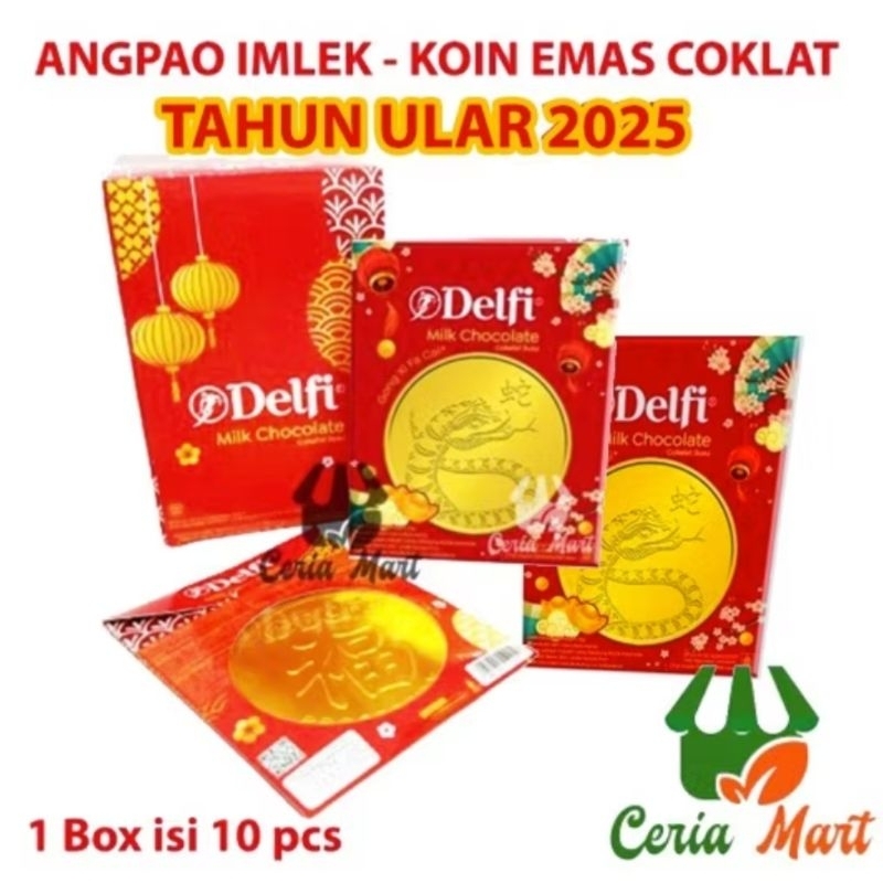 

Delfi Coklat Koin Emas Angpao Box isi 10 pcs Angpau Imlek Terbaru