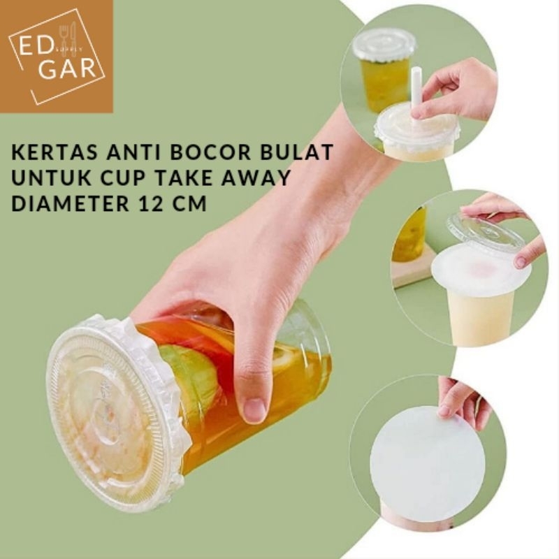 Kertas anti bocor tutup cup minuman take away/ gelas coffee kekinian