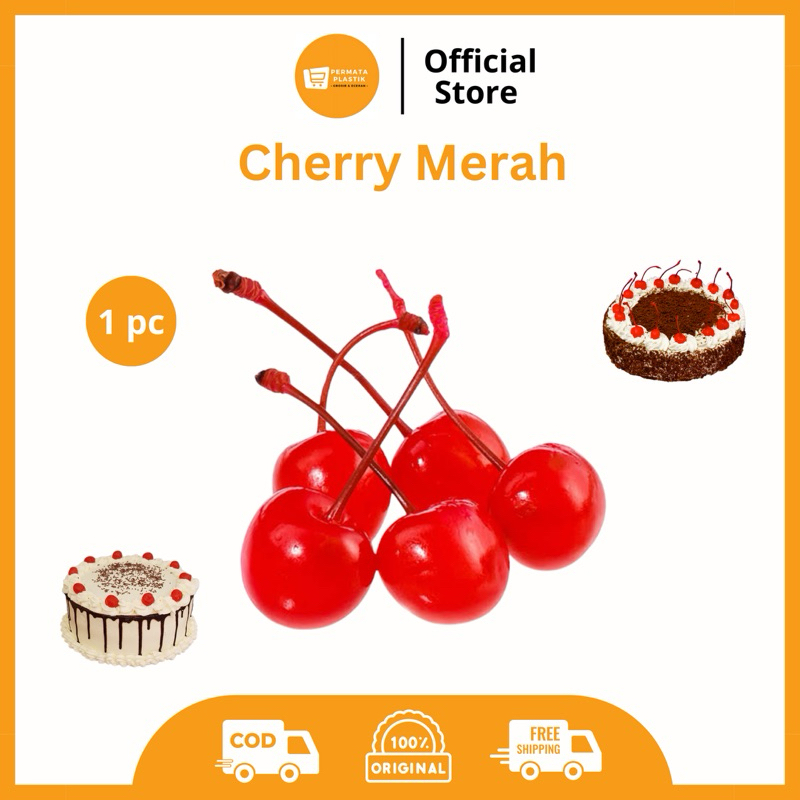 

[Khusus Instant] Cherry Merah Tangkai dan Tidak Tangkai Untuk Topping Kue Ulang Tahun 1 Pc