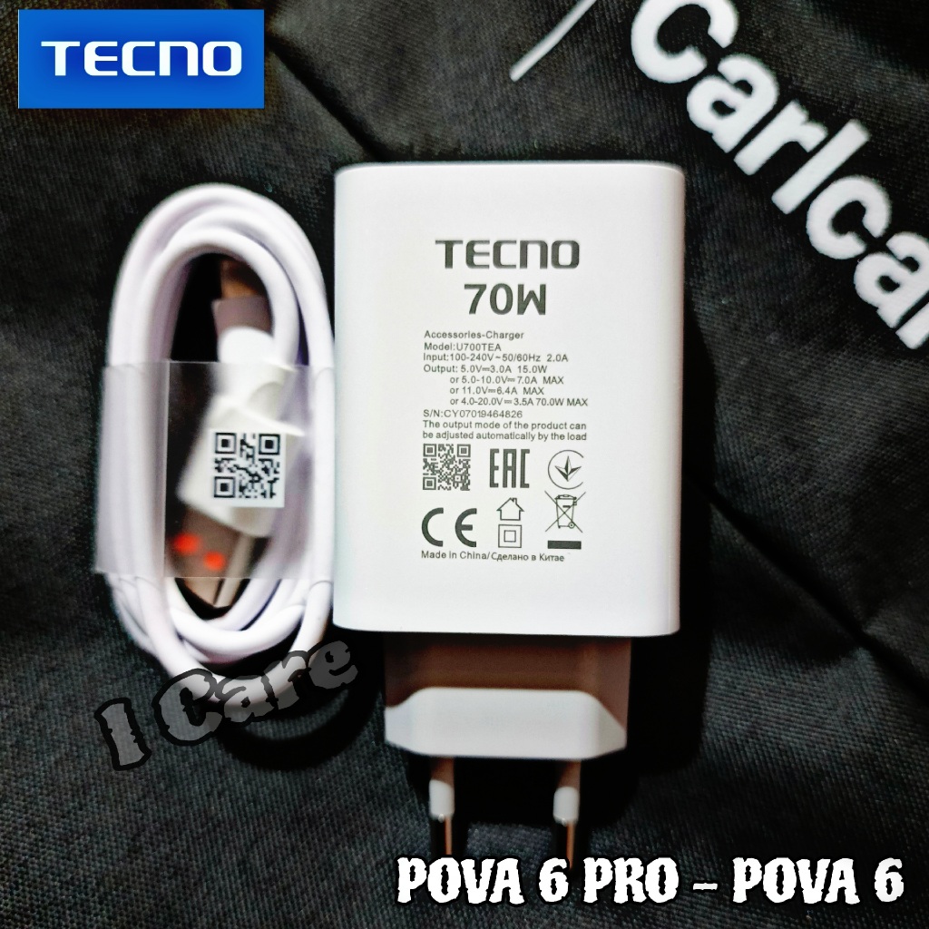 Charger TECNO 70W POVA 6 Pro, POVA 6. Asli Original 100% Resmi Tecno